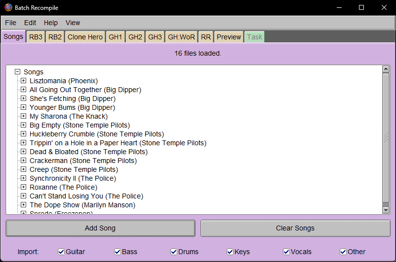 Flera låtar inlästa i Onyx Batch Recompile