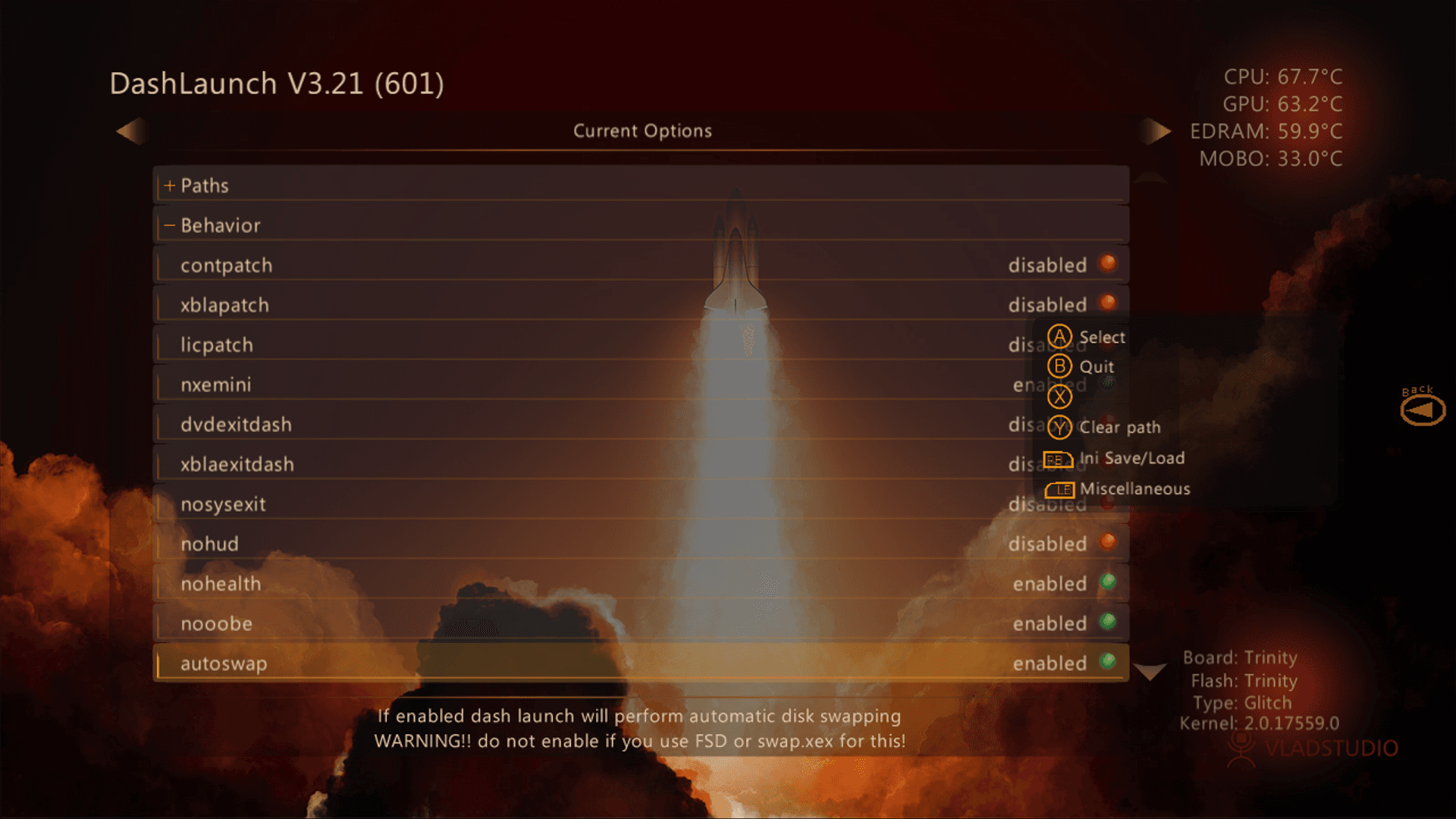 Autoswap aktiverat i DashLaunch