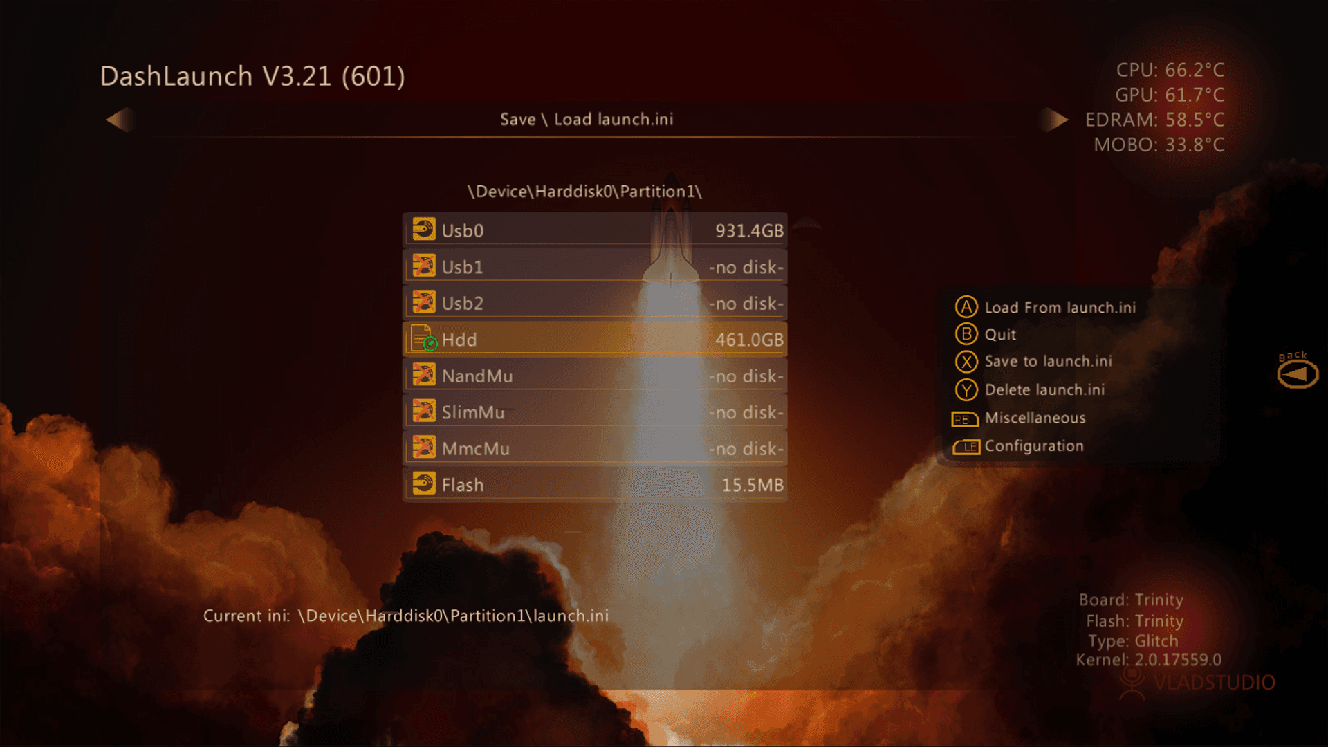 Spara DashLaunch-installningar